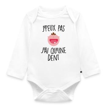 J'peux pas j'ai qu'une dent - Body Bébé bio manches longues - blanc - Devant