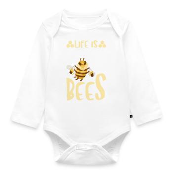 Life Is Better With Bees Funny Beekeeper Bumble - Baby Bio-Langarm-Body - Weiß - Vorne