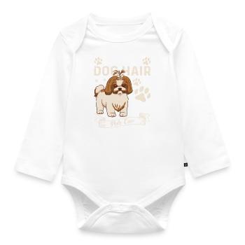Funny Shih Tzu Dog Hair - Baby Bio-Langarm-Body - Weiß - Vorne