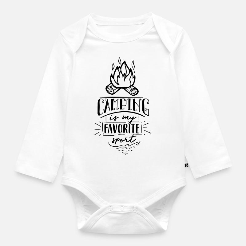le camping est mon sport préféré - Body Bébé bio manches longues - blanc