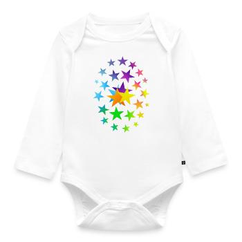STARS asterisks many stars - Organic Longsleeve Baby Bodysuit - white - Front
