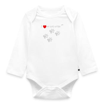 I love my cute kitten - Organic Longsleeve Baby Bodysuit - white - Front