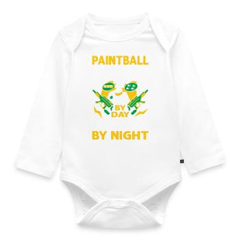 Paintball Player By Day Gamer By Night - Baby Bio-Langarm-Body - Weiß - Vorne
