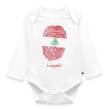 SIDON Libanese Libanon Libanesin Libanesisch - Baby Bio-Langarm-Body - Weiß - Vorne