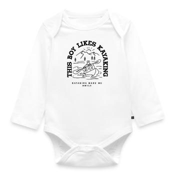 Boy Likes Kayaking Conoeing Kayak Whitewater - Organic Longsleeve Baby Bodysuit - white - Front