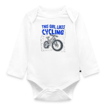 Une fille aime le vélo, le cardio, la mobilité - Body Bébé bio manches longues - blanc - Devant