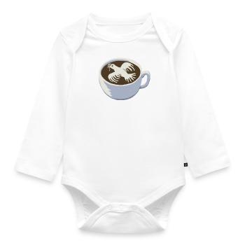Cappuccino with dove of peace - Organic Longsleeve Baby Bodysuit - white - Front