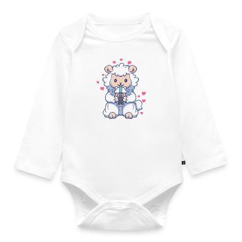 Kawaii Alpaka Baby Schaf Boba Bubble Tea Girl Anim - Body Bébé bio manches longues - blanc - Devant