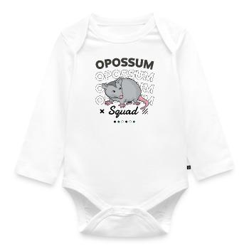 Opossum Squad, citation ironique, rongeur, mignon, - Body Bébé bio manches longues - blanc - Devant