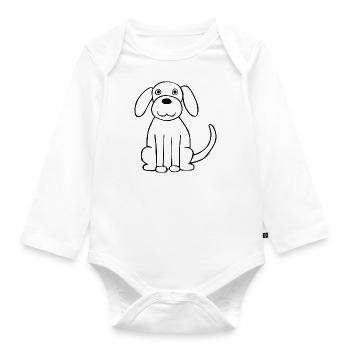 Silhouette de chiot amusante pour chien - Body Bébé bio manches longues - blanc - Devant
