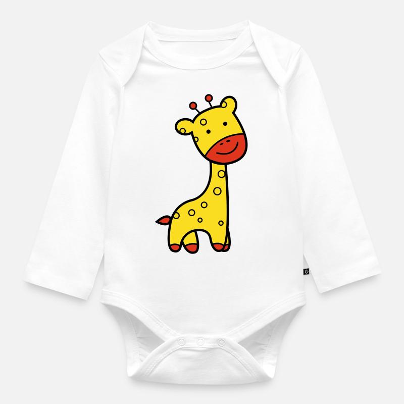 giraffe - Baby Bio-Langarm-Body - Weiß