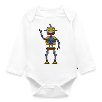 Robot - Organic Longsleeve Baby Bodysuit - white - Front