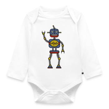 Robot - Organic Longsleeve Baby Bodysuit - white - Front