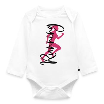 Running Race Woman Running Runner Sport Jogger - Organic Longsleeve Baby Bodysuit - white - Front