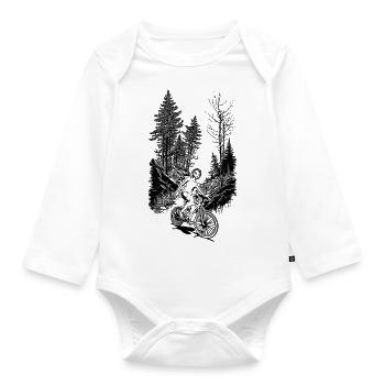 Design for unforgettable bike tours in nature - Organic Longsleeve Baby Bodysuit - white - Front