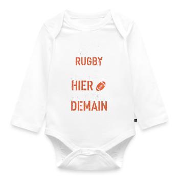 En vrai moi le rugby hier aujourd hui demain - Body Bébé bio manches longues - blanc - Devant