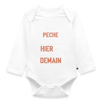 En vrai moi la pêche hier aujourd hui demain - Body Bébé bio manches longues - blanc - Devant