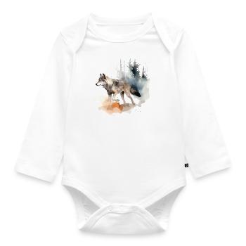 Wolf Wolf Head Scratch Marks Claws Wild Forest Hunter - Organic Longsleeve Baby Bodysuit - white - Front