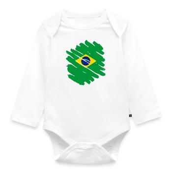 Brasilien Flagge Brasilianische Fahne Südamerika - Baby Bio-Langarm-Body - Weiß - Vorne