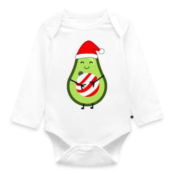 Affectionate Avocado with Christmas Sphere - Organic Longsleeve Baby Bodysuit - white - Front