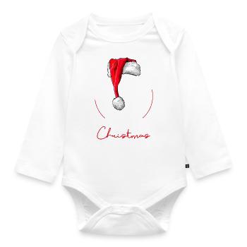 Santa Papillon Merry Christmas Hunde Hund Wilsigns - Baby Bio-Langarm-Body - Weiß - Vorne