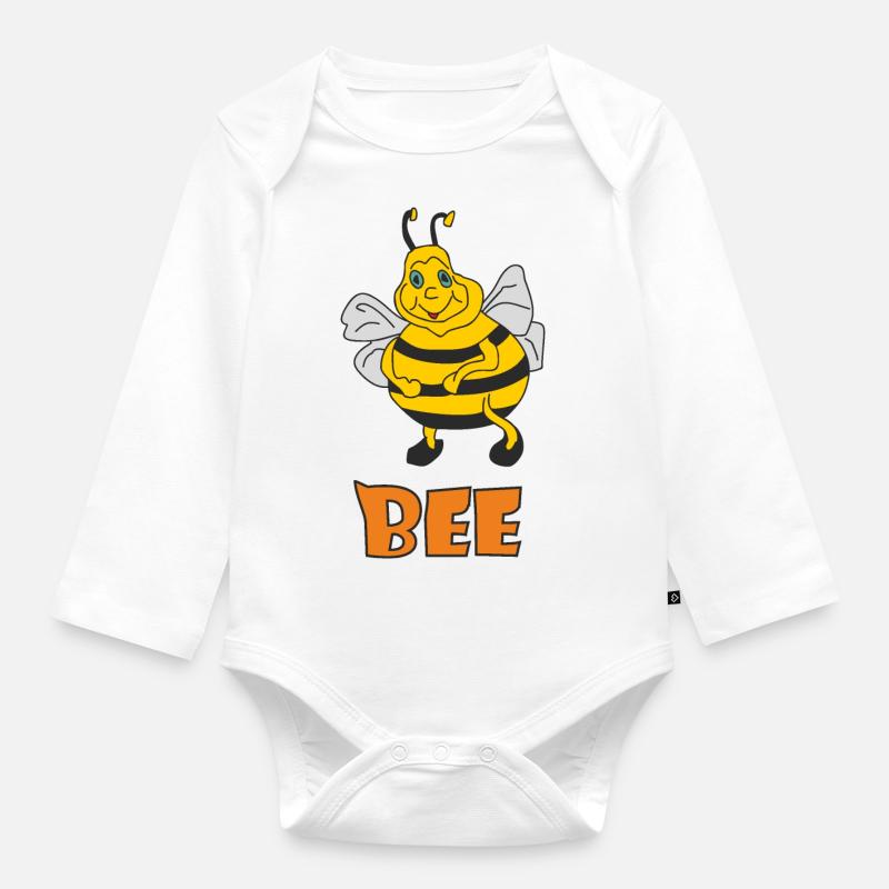 Abeille - Body Bébé bio manches longues - blanc