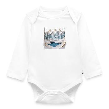 Winterlandschaft Origami 1 - Baby Bio-Langarm-Body - Weiß - Vorne