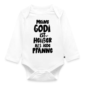 Godi ist heißer als jede Pfanne Patentante Godi - Baby Bio-Langarm-Body - Weiß - Vorne