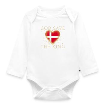 God save the King Frederik X Dänemark - Baby Bio-Langarm-Body - Weiß - Vorne