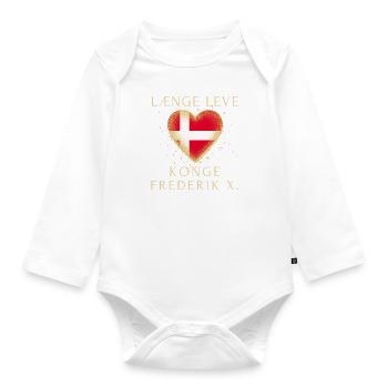 Læng leve Konge Frederik X Dänemark - Baby Bio-Langarm-Body - Weiß - Vorne