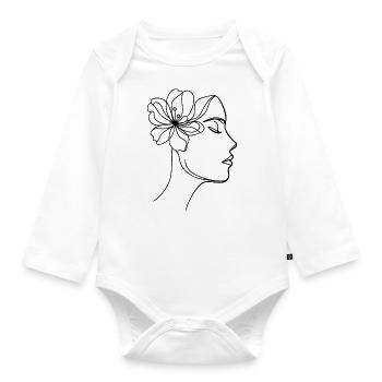 Visage, Tête, Mademoiselle, Femme, Beauté, Visage, Fleur - Body Bébé bio manches longues - blanc - Devant