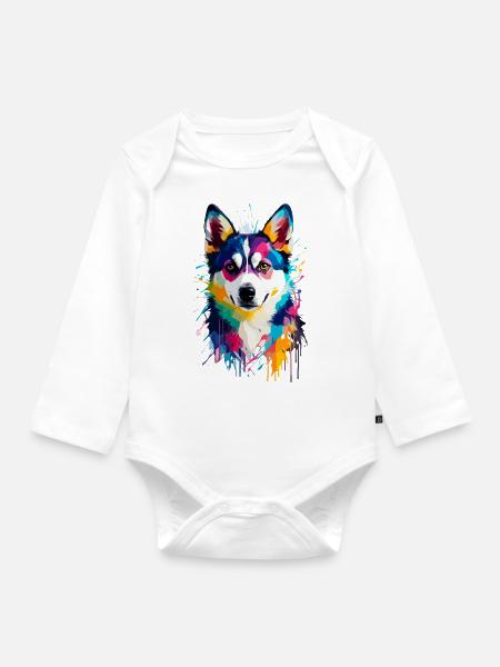 Alaskan Klee Kai - Baby Bio-Langarm-Body - Weiß
