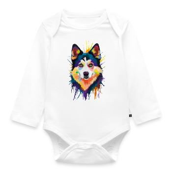 Alaskan Klee Kai - Baby Bio-Langarm-Body - Weiß - Vorne