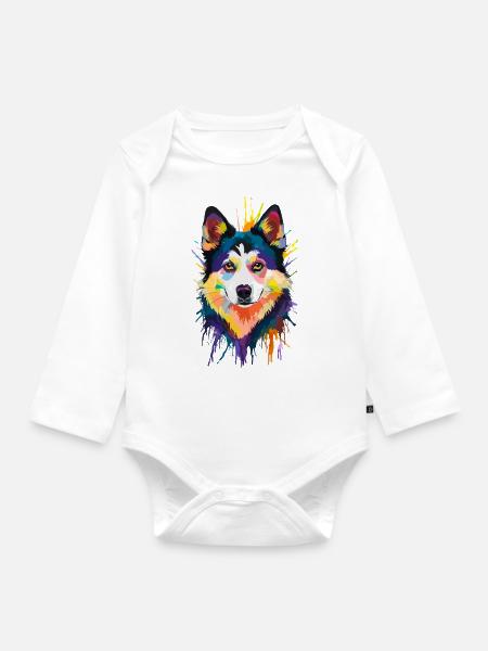 Alaskan Klee Kai - Baby Bio-Langarm-Body - Weiß
