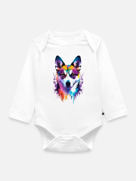 Alaskan Klee Kai - Baby Bio-Langarm-Body - Weiß