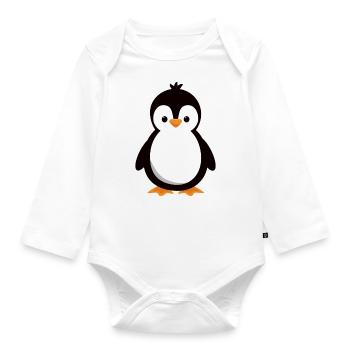 cute penguin - Organic Longsleeve Baby Bodysuit - white - Front