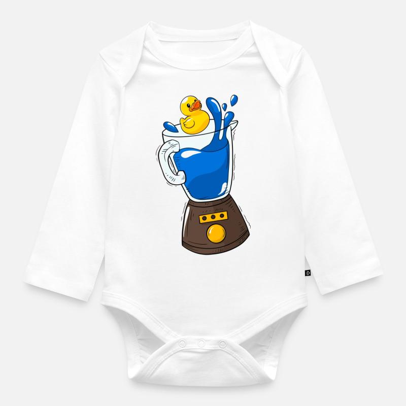 Canard mixeur - Body Bébé bio manches longues - blanc