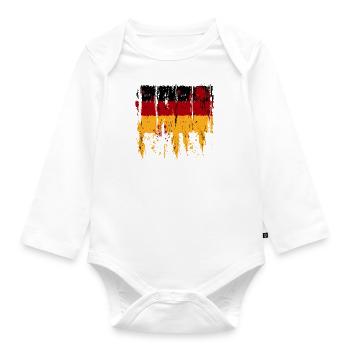 Deutschland Flagge Deutsche Fahne Used Look Heimat - Baby Bio-Langarm-Body - Weiß - Vorne