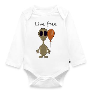 Vivre libre - Body Bébé bio manches longues - blanc - Devant