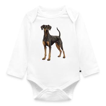 Doberman Hund Tier - Baby Bio-Langarm-Body - Weiß - Vorne