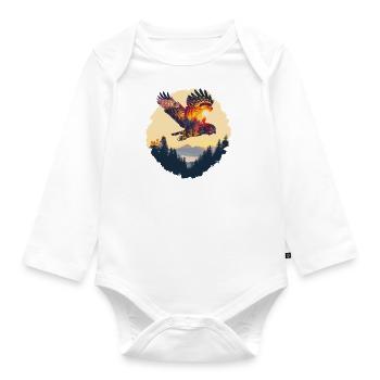 Eule Tier Eulen Vogel Küken Wald Natur - Baby Bio-Langarm-Body - Weiß - Vorne