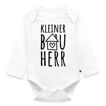 Kleiner Bauherr (Farbwechsel / Farbe änderbar) - Baby Bio-Langarm-Body - Weiß - Vorne