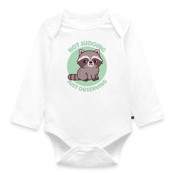 Œil latéral mignon de raton laveur Ne pas juger Juste observer - Body Bébé bio manches longues - blanc - Devant
