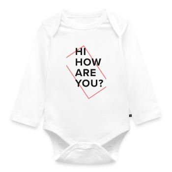 Simple Hi – Toucher corail - Body Bébé bio manches longues - blanc - Devant