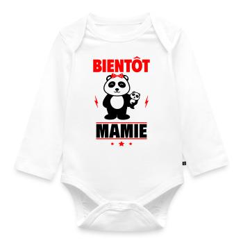 bientôt mamie,futur grand-mère - Body Bébé bio manches longues - blanc - Devant