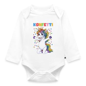 Einhorn Party Konfetti Karneval Geburtstag Kinder - Baby Bio-Langarm-Body - Weiß - Vorne