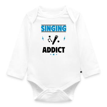 Addicted to singing - Organic Longsleeve Baby Bodysuit - white - Front