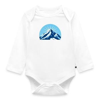 Nebelhorn im Allgäu Berg Logo Koordinaten Höhe - Baby Bio-Langarm-Body - Weiß - Vorne