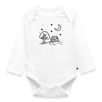 Moonlit Cabin - Organic Longsleeve Baby Bodysuit - white - Front