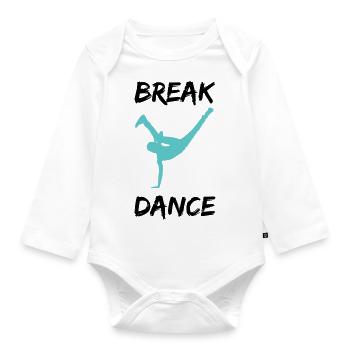 Breakdancer bboy - Organic Longsleeve Baby Bodysuit - white - Front